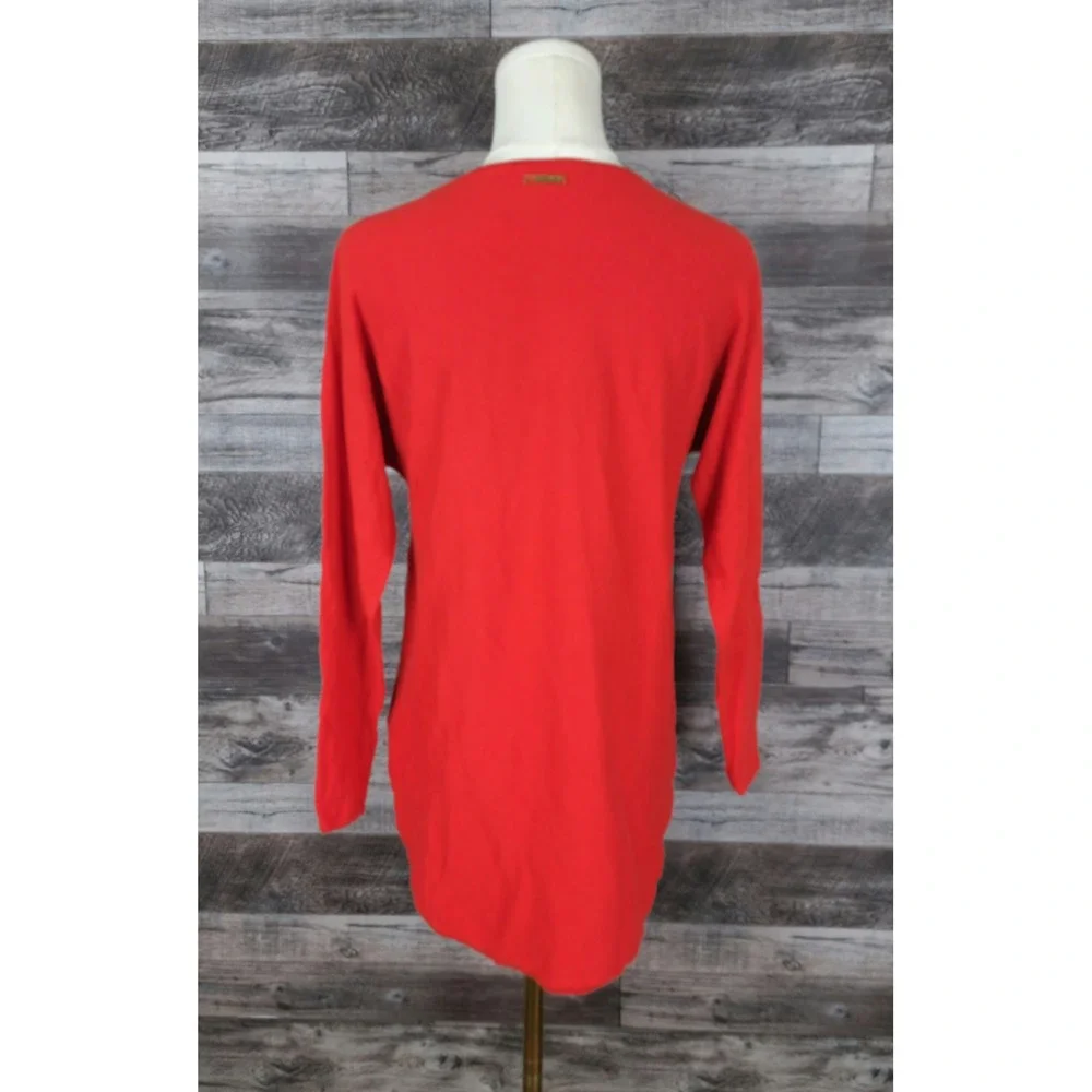 Michael Kors Womens Red Long Sleeve High Low Knit Top Size S